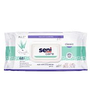 Салфетки влажные с алое вера и аллантоином, 68 шт Seni Care classic