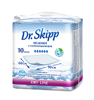 Пеленки гигиенические впитывающие Dr.Skipp Dry line 60x90 см., 10 шт.