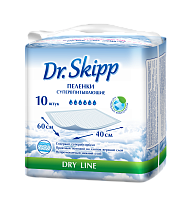 Пеленки гигиенические впитывающие Dr.Skipp Dry line, 60x40 см., 10 шт.